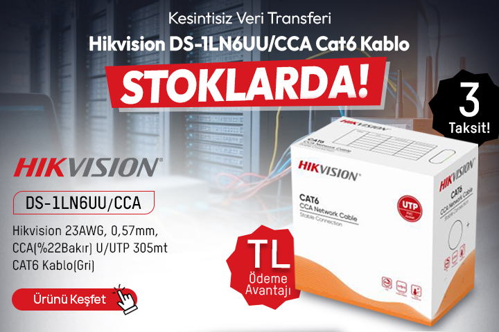 Kesintisiz Veri Transferi, Hikvision DS-1LN6UU/CCA Cat6 Kablo Stoklarda!